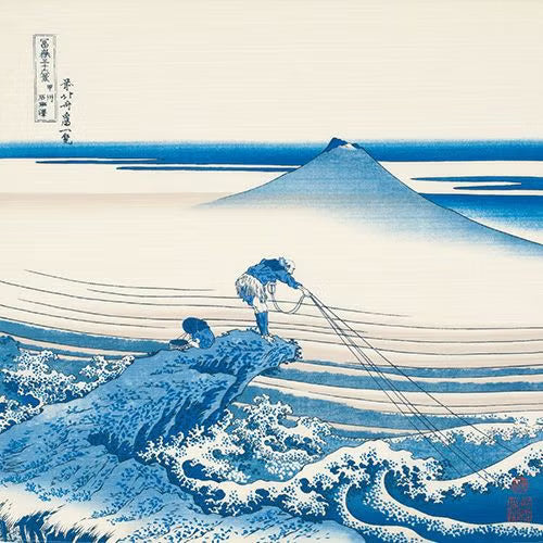 風呂敷 葛飾北斎 富岳三十六景 甲州石班沢 藍色 48cm 綿100％ 日本製