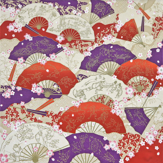 風呂敷 鳥獣戯画 扇絵巻 68cm