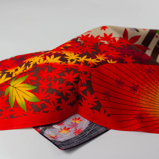 風呂敷 三毛猫みけのゆめ日記 みけと紅葉 50cm