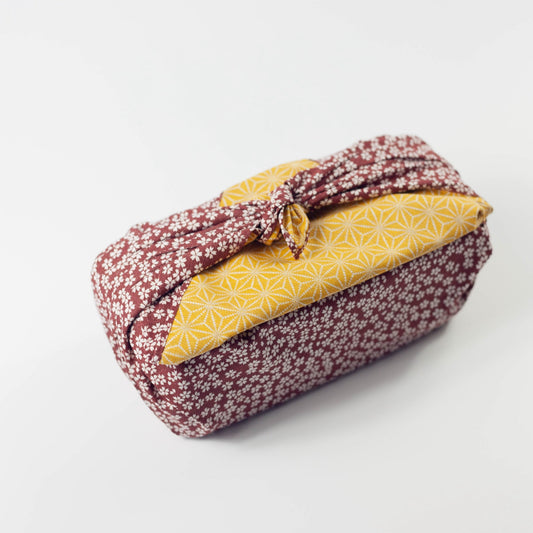 風呂敷 小紋さくら/麻葉 茶 x 金茶