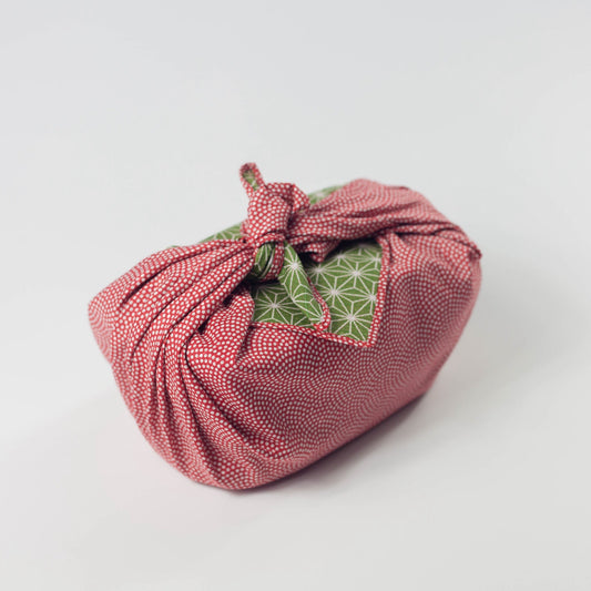 風呂敷 鮫小紋/麻葉ふろしき 赤x利休