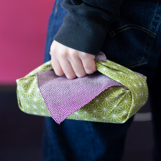 風呂敷 鮫小紋/麻葉ふろしき 紫x利休