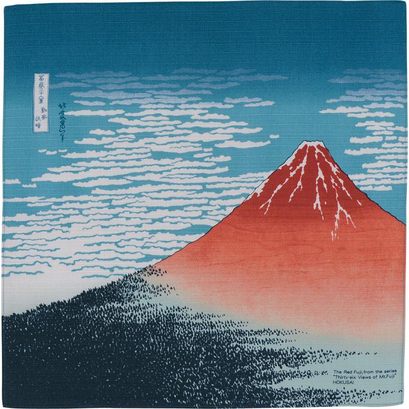 絵画　佐藤嵩記　赤富士 風呂敷 葛飾北斎 富岳三十六景 赤富士 凱風快晴 48cm 綿100％ 日本製
