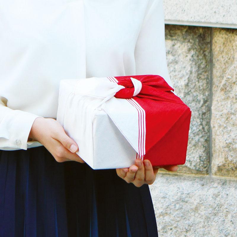 70 風呂敷ハレ包み 片身替り アカ