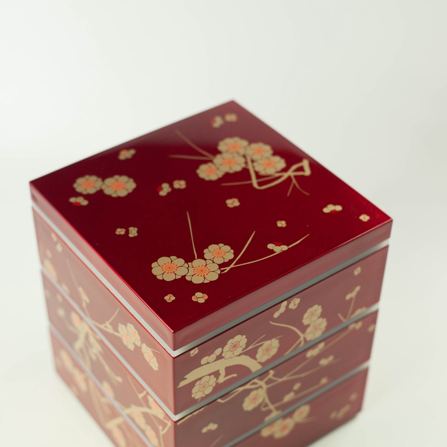 5.0大和 三段重 古木梅 赤 重箱