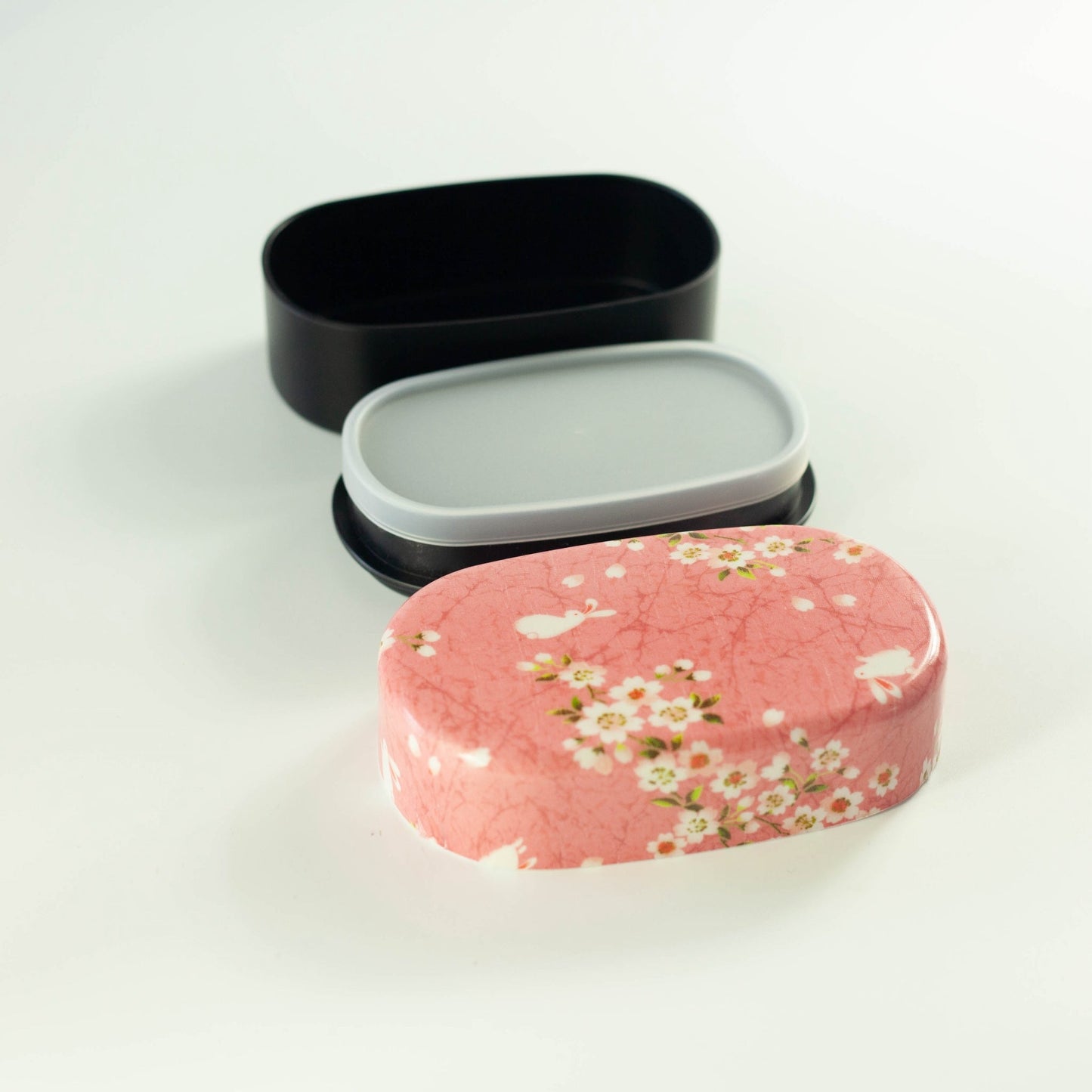 桜うさぎセット 830ml 弁当箱・箸箱・巾着袋 赤・ピンク Bento&co 日本製 内側 シール蓋