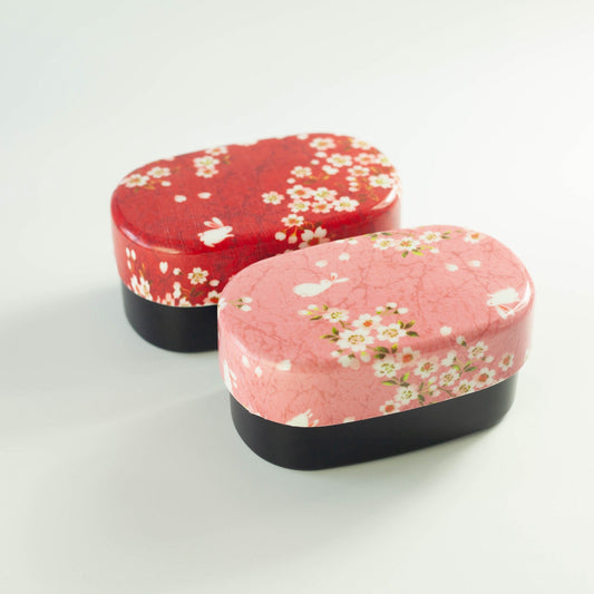 布貼加賀小判弁当 桜うさぎ 570ml 赤・ピンク Hakoya 日本製
