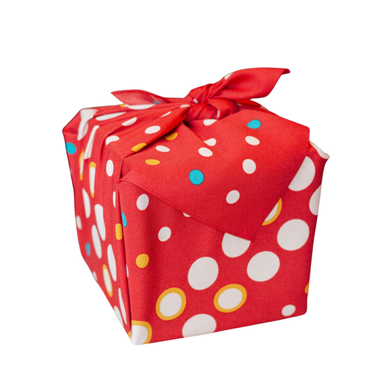 風呂敷 エコふろしき 水玉縞 赤 68cm