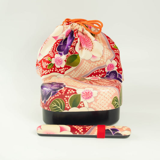 布貼小判弁当セット 桜ピンク