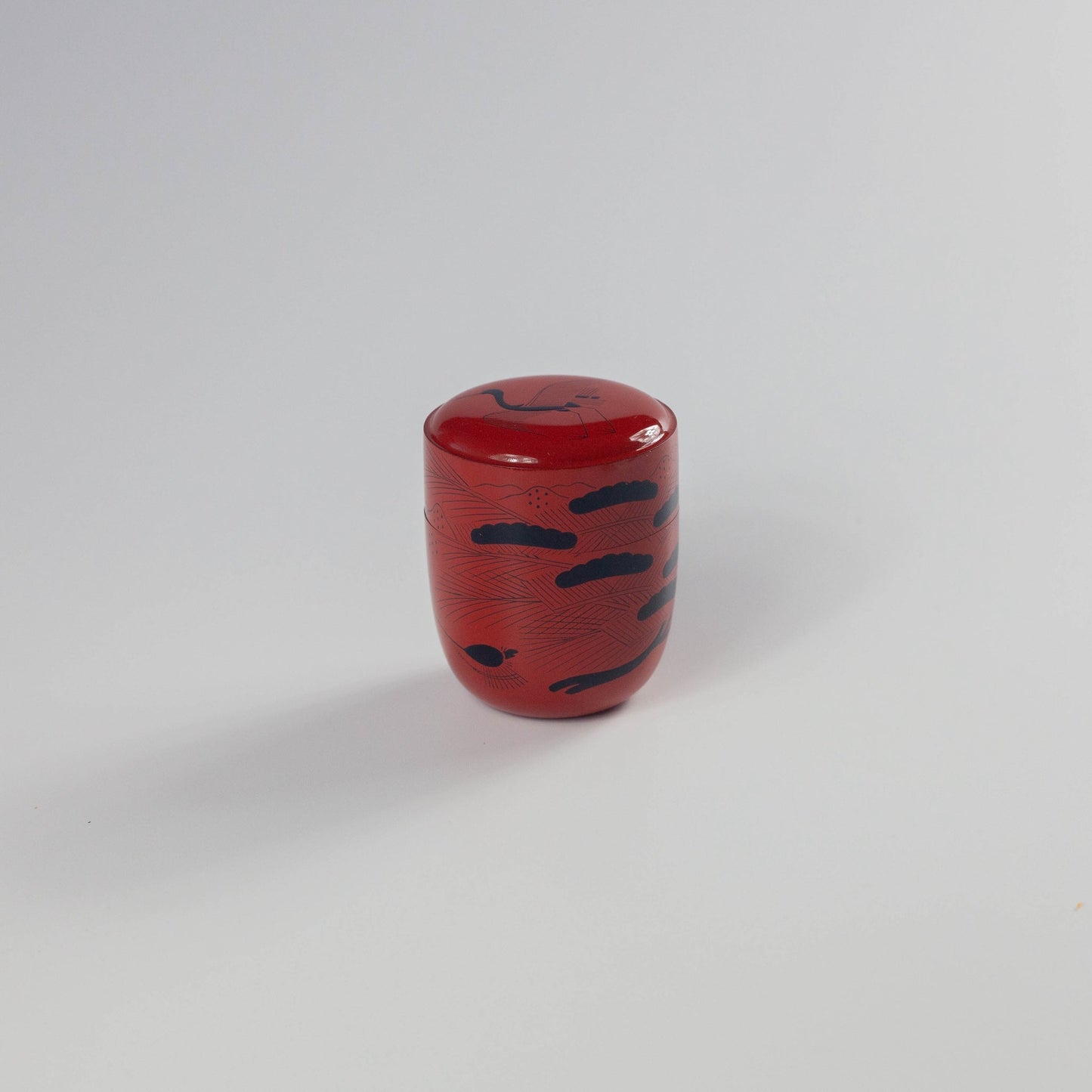 山中塗 曙棗 朱塗 切合口 蓬莱絵 桐箱入