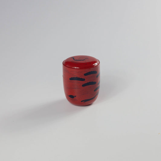 山中塗 曙棗 朱塗 切合口 蓬莱絵 桐箱入