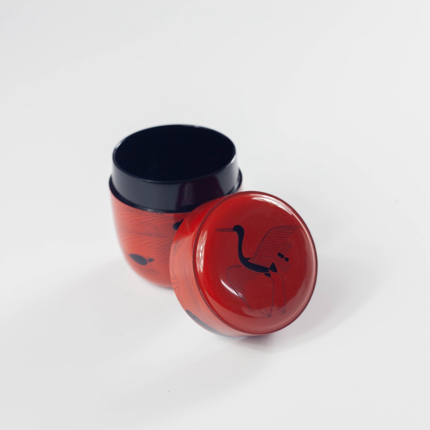 山中塗 曙棗 朱塗 切合口 蓬莱絵 桐箱入