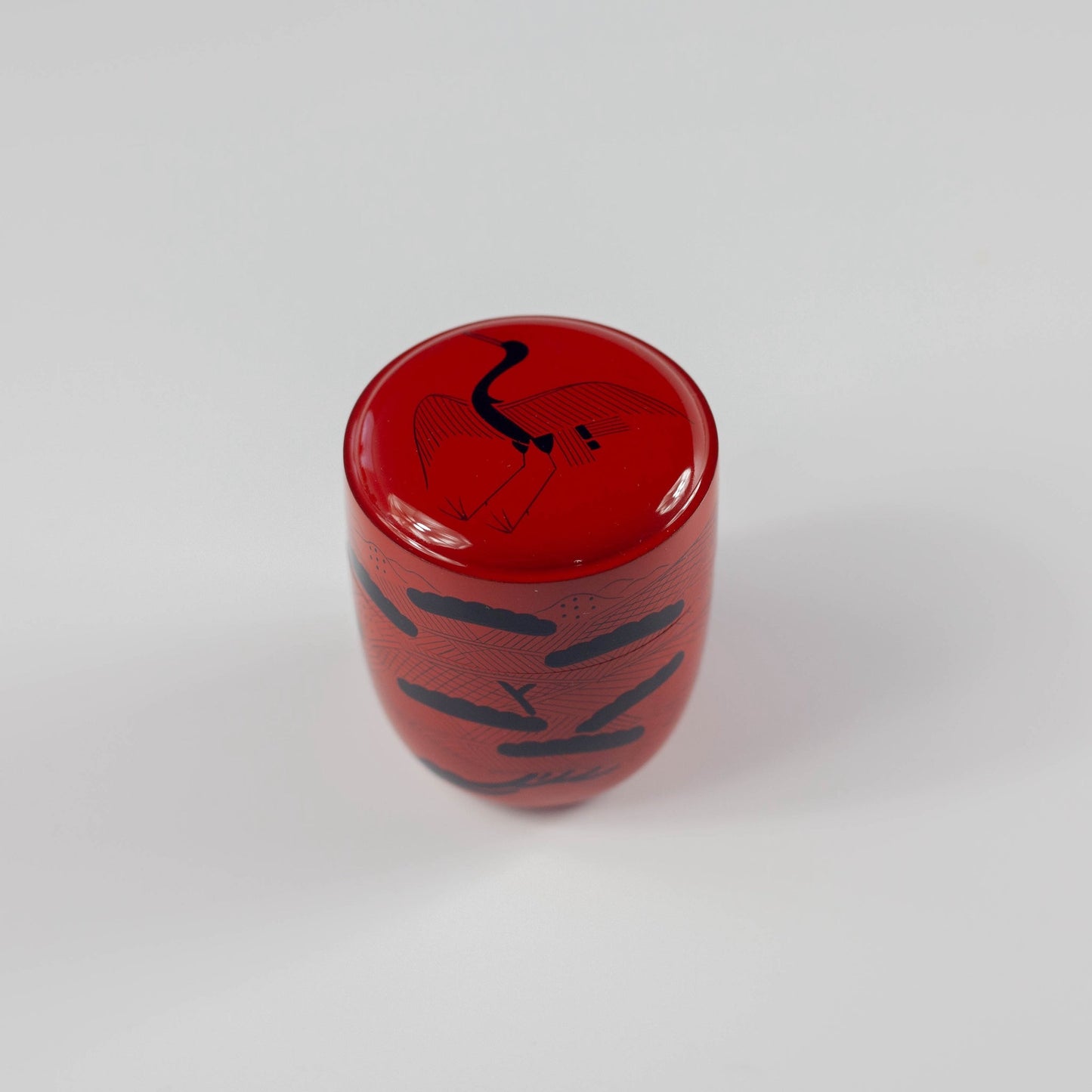 山中塗 曙棗 朱塗 切合口 蓬莱絵 桐箱入