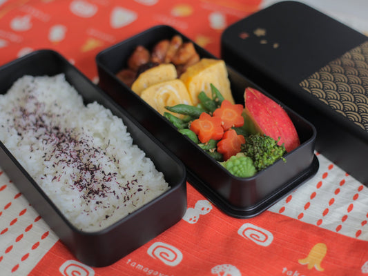 メンズ長角弁当箱 青海波 完成弁当 風呂敷包み Bento&co