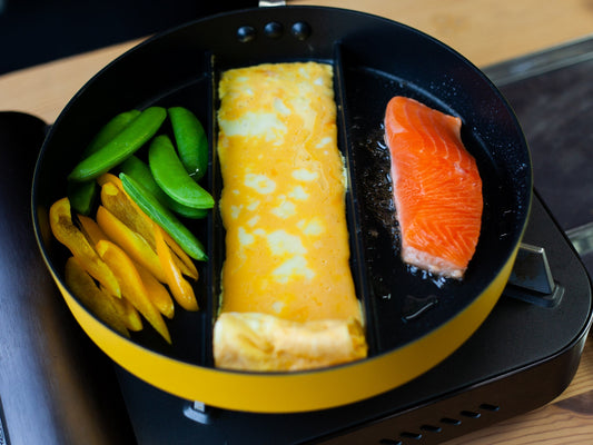 トリプルパンで卵焼き・照り焼き・炒め物を同時調理