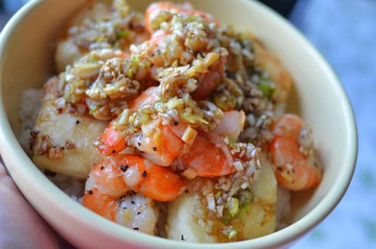 レシピ紹介：海老と豆腐のヘルシーどんぶり