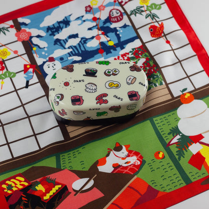 風呂敷 三毛猫みけのゆめ日記 :みけの初夢 50cm