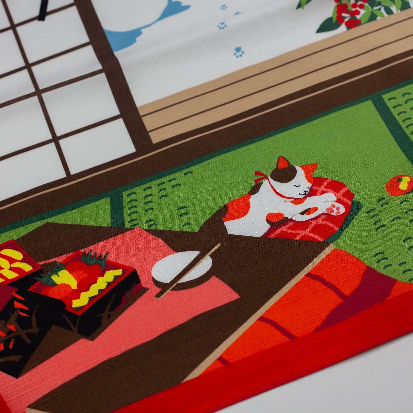 風呂敷 三毛猫みけのゆめ日記 :みけの初夢 50cm