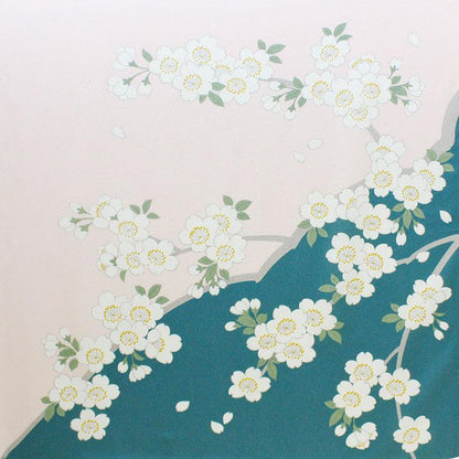 70 光悦ちりめん友禅 桜 グリーン