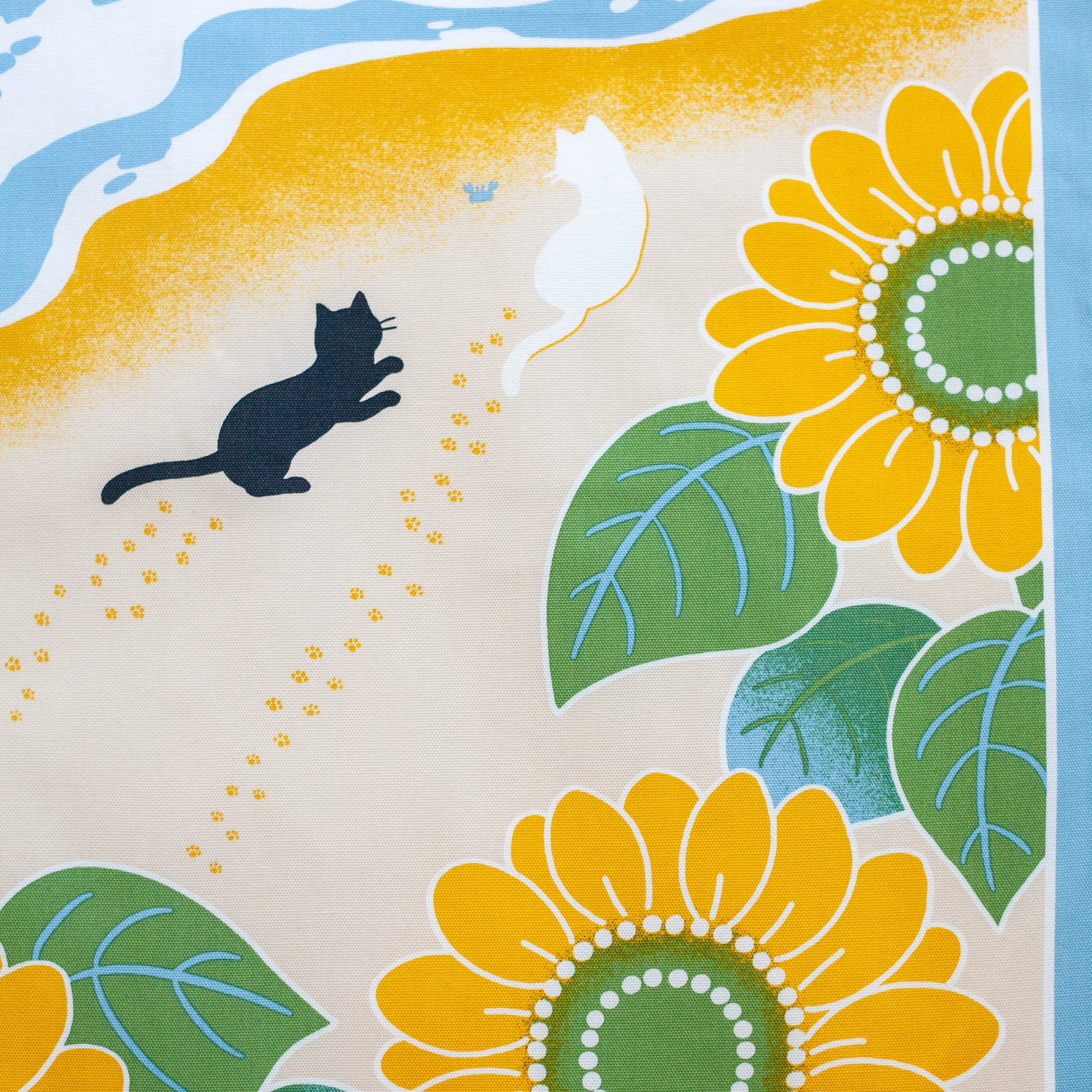 風呂敷 四季ねこ Summer 50cm ひまわり 黒猫 白猫