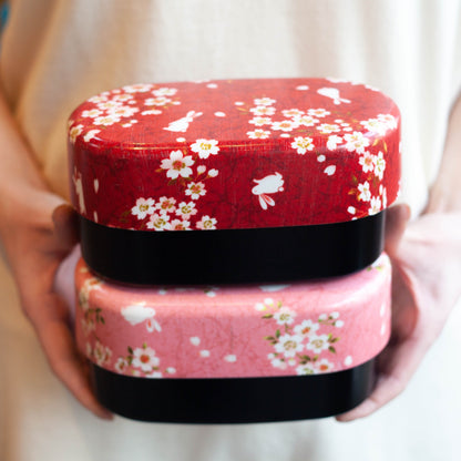 布貼加賀小判弁当 | 桜うさぎ レッド 830ml