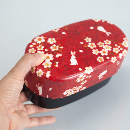 布貼加賀小判弁当 | 桜うさぎ レッド 830ml