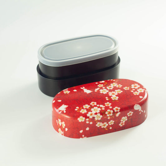 布貼加賀小判弁当 | 桜うさぎ レッド 830ml