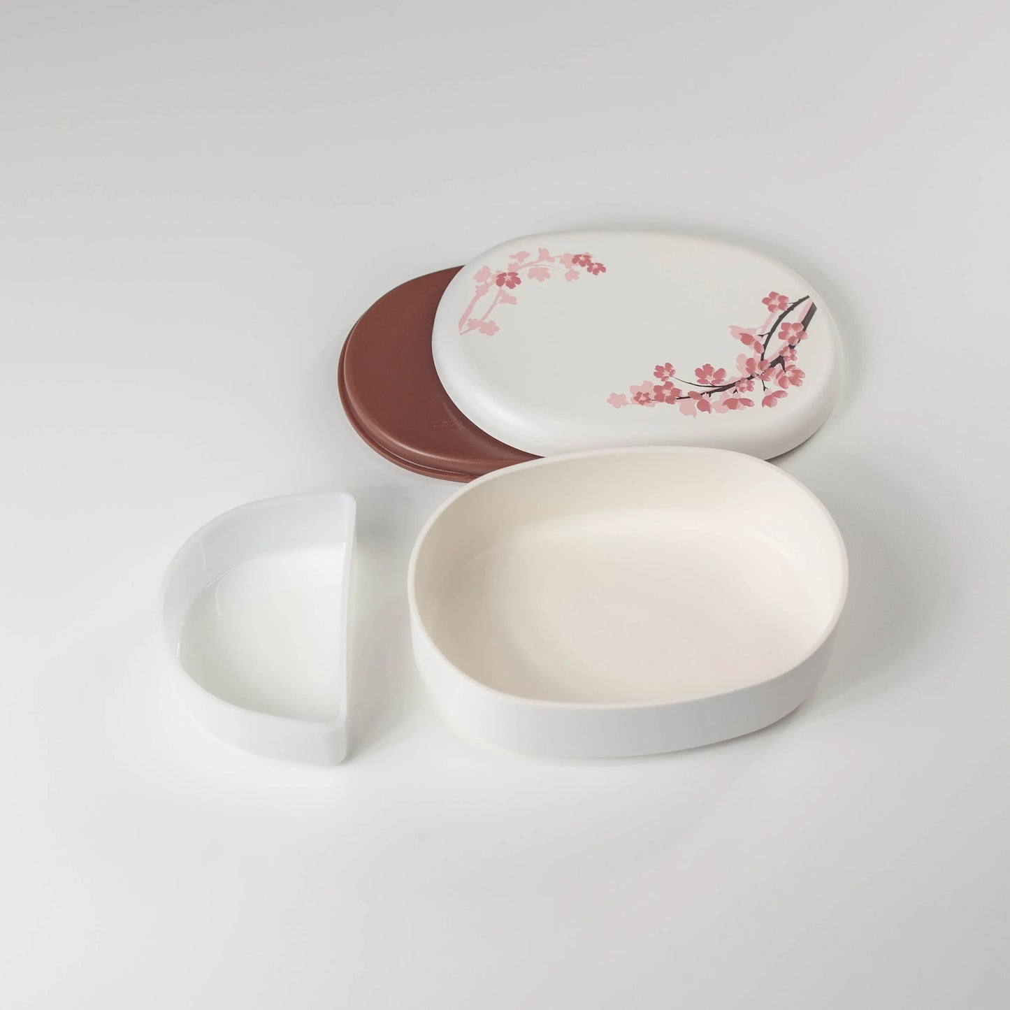 桜弁当箱 ホワイト 仕切り付き 内側