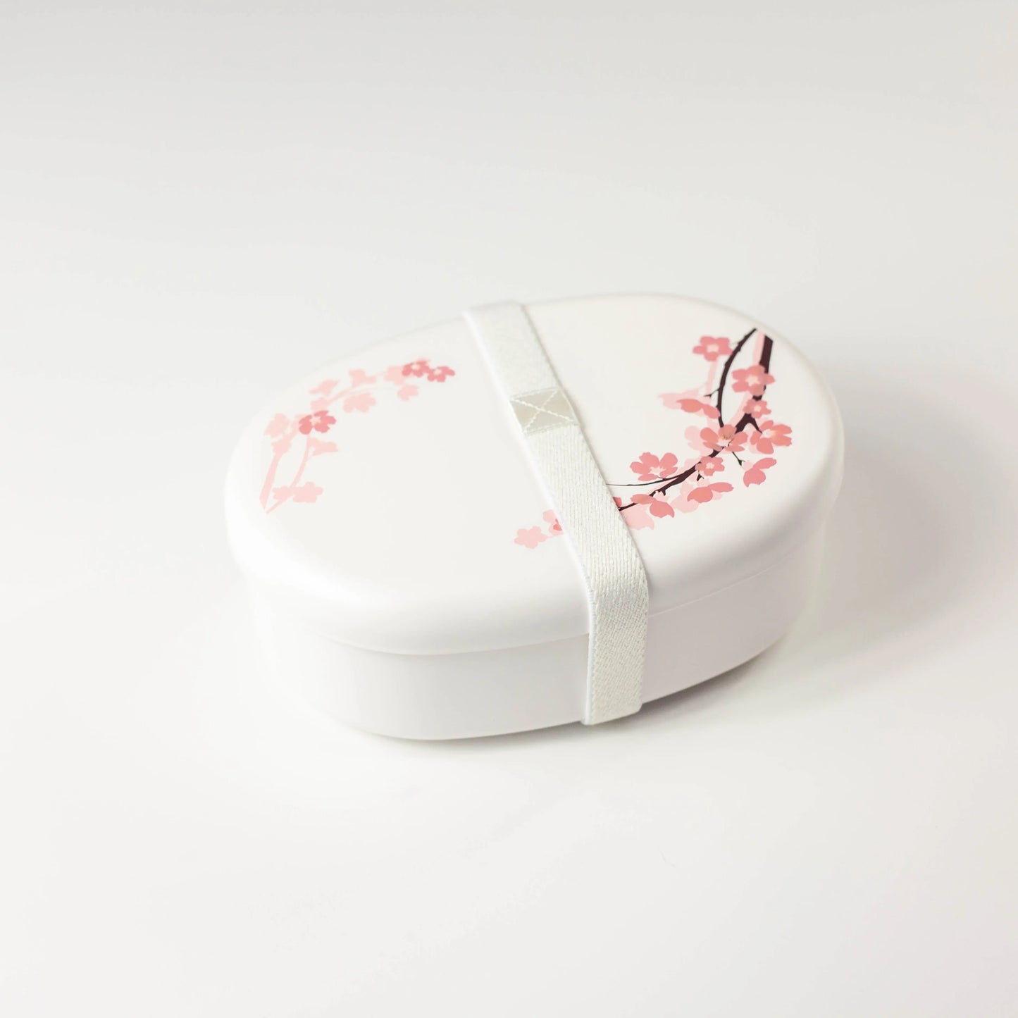 桜弁当箱 ホワイト 側面 小判型