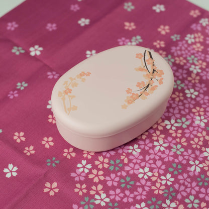 桜小判一段弁当箱 ピンク 480ml 風呂敷