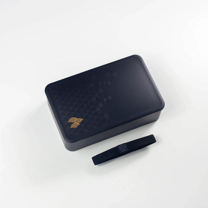 銀研・黒炭 一段ランチボックス 青海波 麻の葉