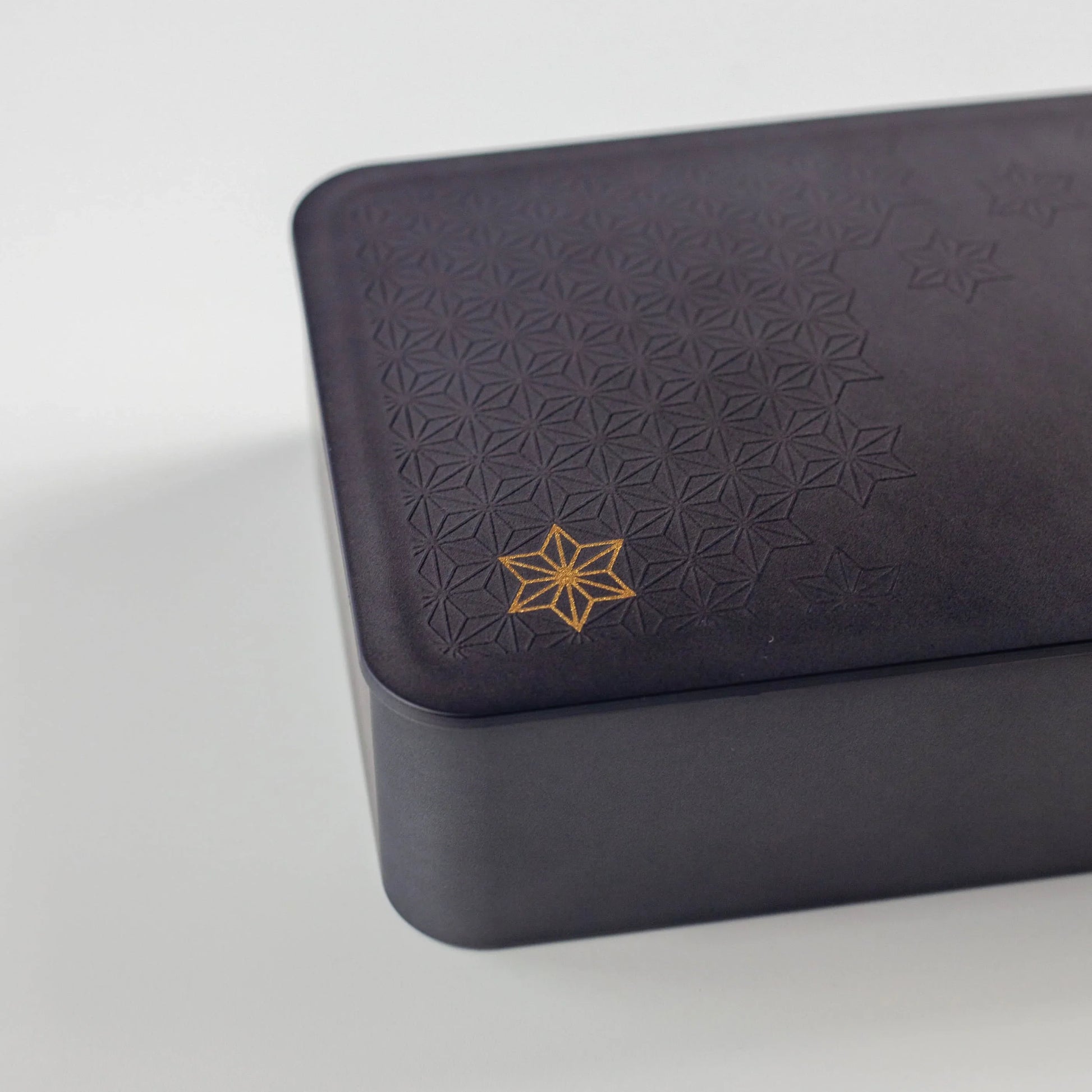 銀研・黒炭 一段ランチボックス 青海波 麻の葉 蓋