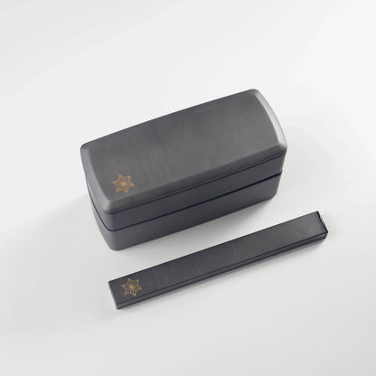 銀研・黒炭 二段ランチボックス 1000ml 全体イメージ 麻の葉
