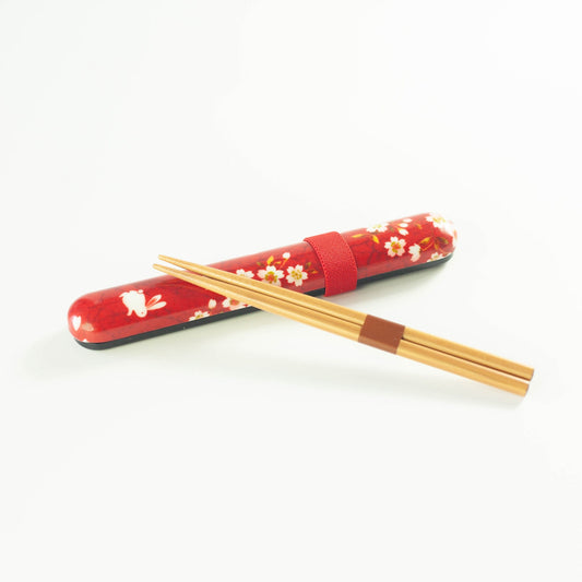 桜うさぎ箸箱セット | レッド