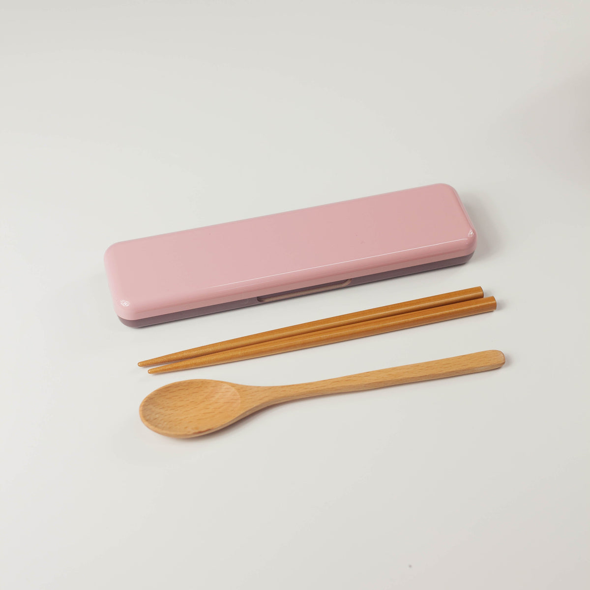 Chocottoちょこカトラリーセット 天然木の箸・スプーンと専用ケース ミント×いちごカラー