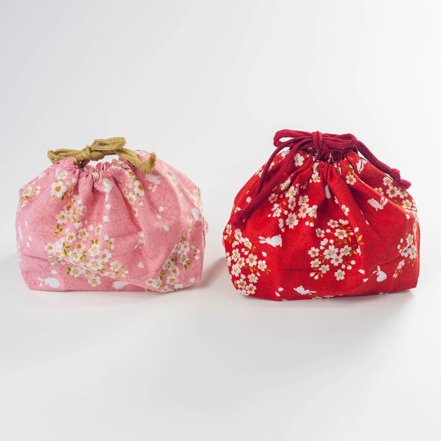巾着袋 桜うさぎ 赤・ピンク 綿100% Hakoya 日本製