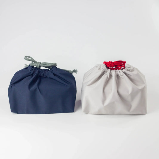 汁漏れに強い巾着袋 ネイビー・ライトグレー