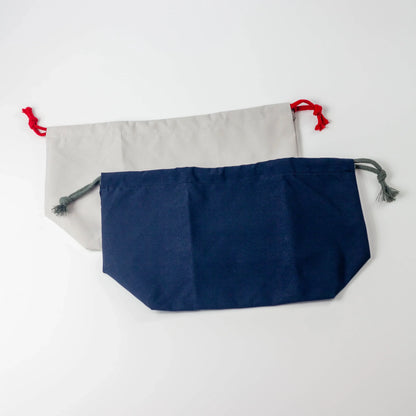 汁漏れに強い巾着袋 ネイビー・ライトグレー