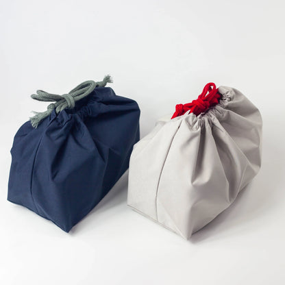 汁漏れに強い巾着袋 ネイビー・ライトグレー