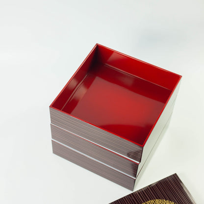 シール付 6.0 三段重 木目うさぎ (18cm)