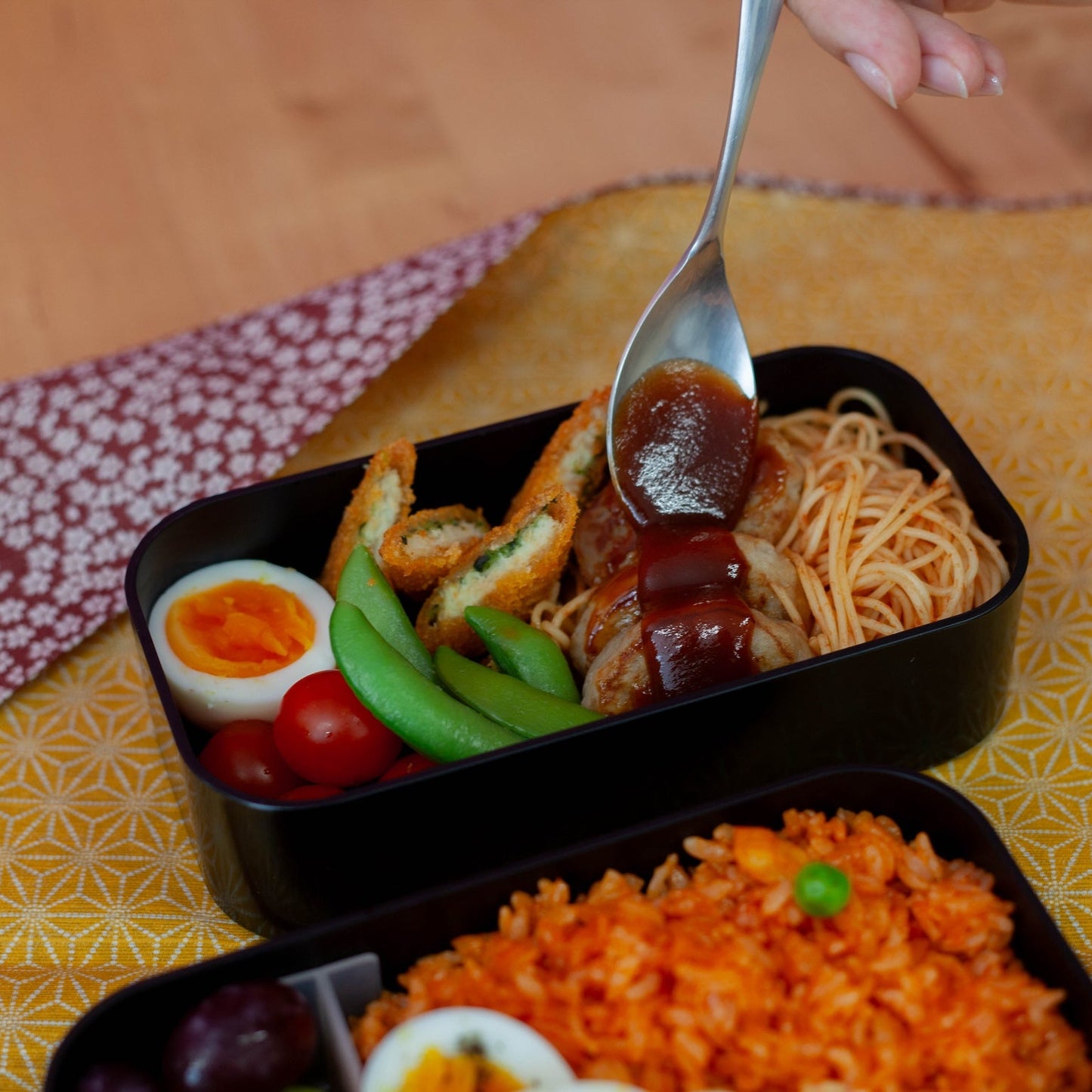 長角二段弁当　残り物ですが