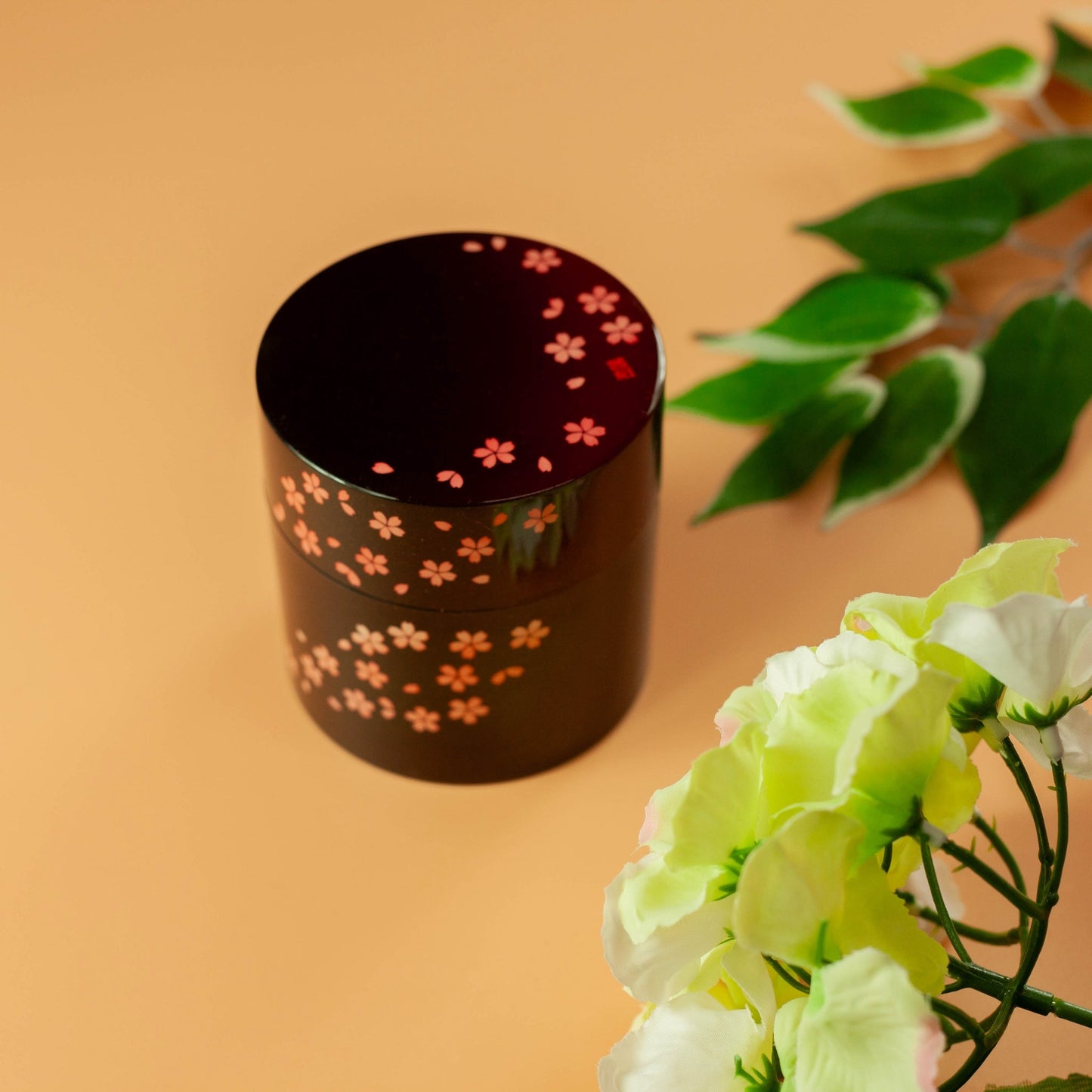 茶筒 茜桜赤