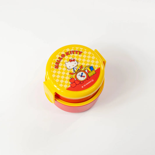 ハローキティ レトロ 丸型ランチボックス 正面 2段式