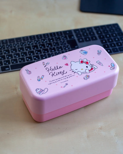 ハローキティ 水彩コスメ スプーン＆フォーク付きお弁当箱