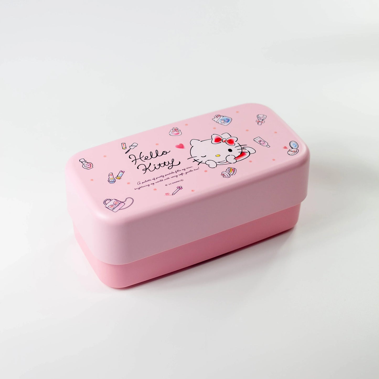 ハローキティ 水彩コスメ スプーン&フォーク付きお弁当箱 1000ml 二段 ハローキティ 水彩コスメ スプーン&フォーク付きお弁当箱 1000ml 二段