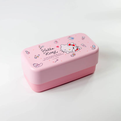 ハローキティ 水彩コスメ スプーン＆フォーク付きお弁当箱