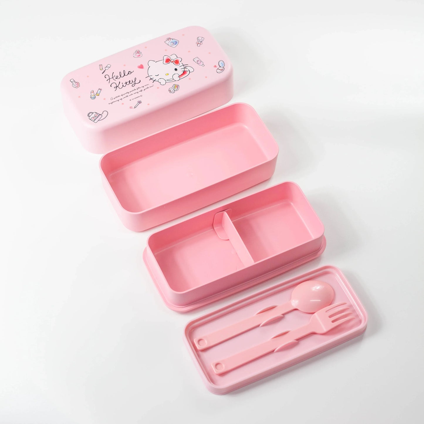 ハローキティ 水彩コスメ スプーン＆フォーク付きお弁当箱