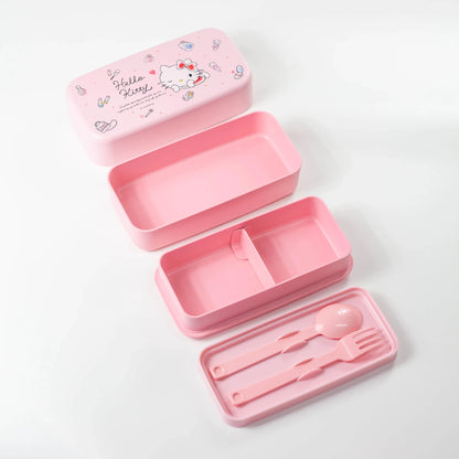 ハローキティ 水彩コスメ スプーン＆フォーク付きお弁当箱