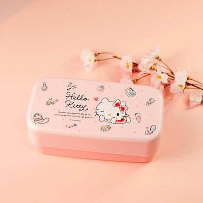 ハローキティ 水彩コスメ スプーン＆フォーク付きお弁当箱