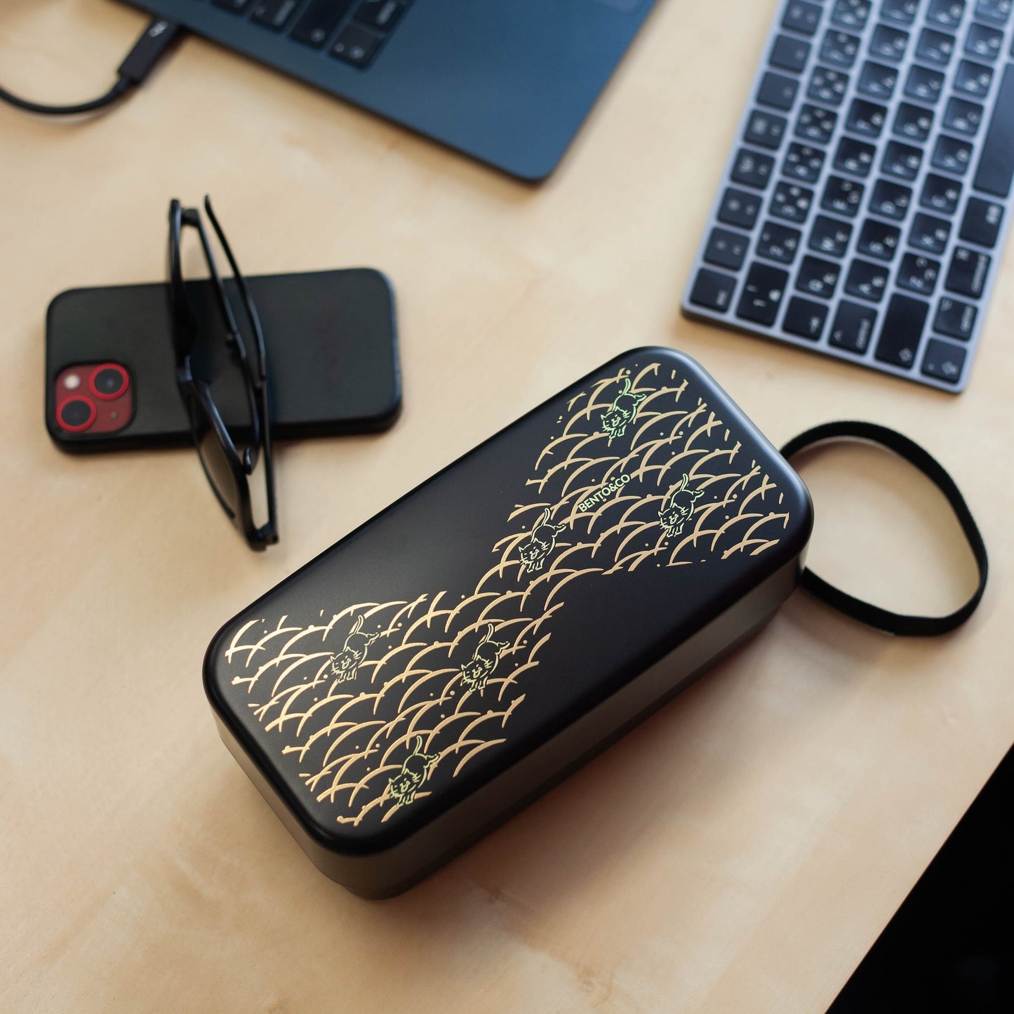 シール蓋| メンズ長角弁当箱 青海波/ 麻の葉